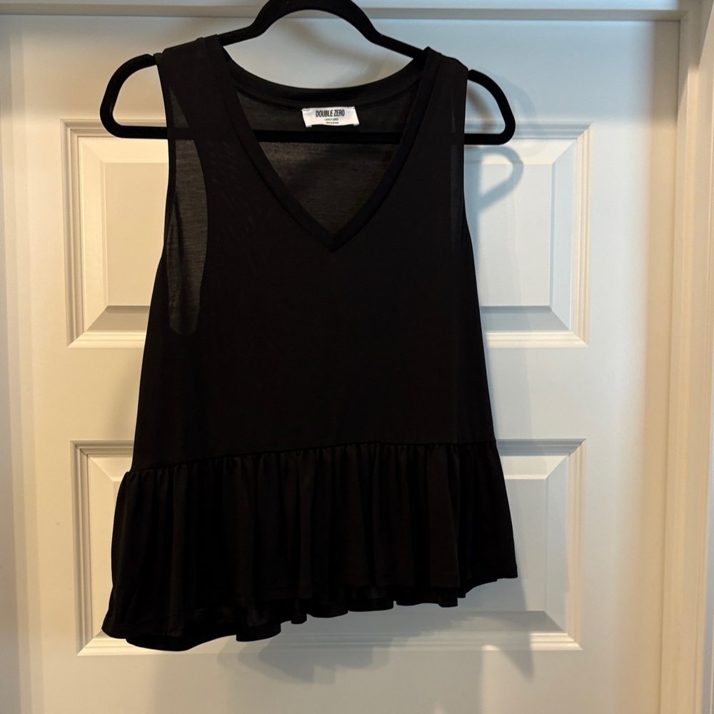 Double Zero Black V-Neck Tank Top